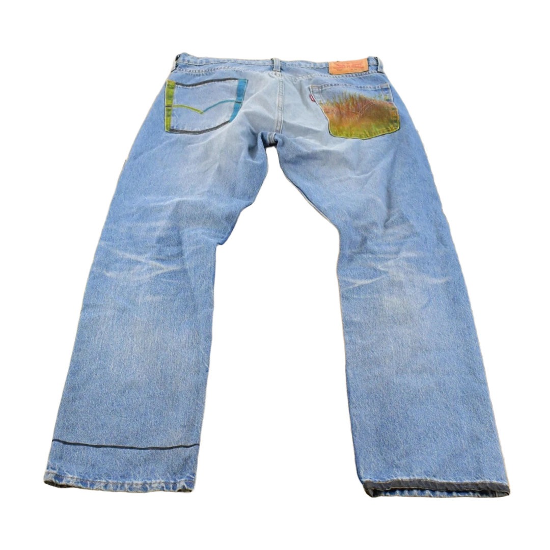Vintage 2000s Levi's Paint Distressed Orange Tab Denim Jeans Men's 34 x 29