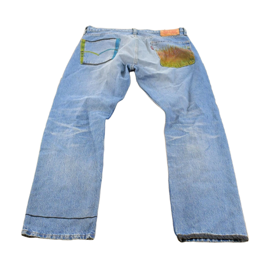 Vintage 2000s Levi's Paint Distressed Orange Tab Denim Jeans Men's 34 x 29