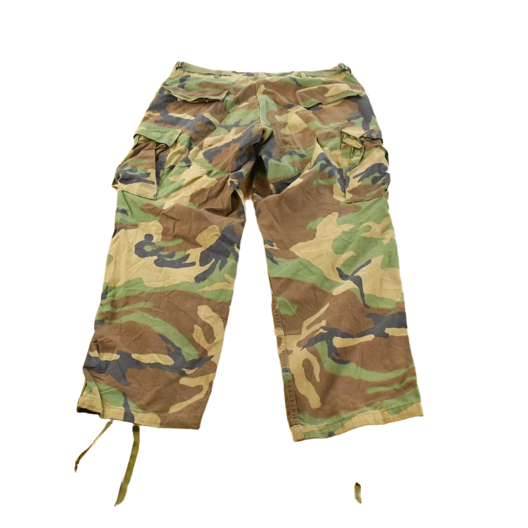 Vintage 1980s Army Woodland Camouflage Cargo Pants Men's L