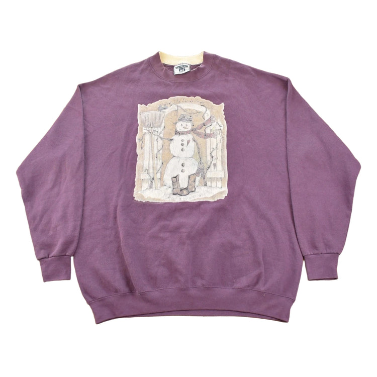 Vintage 1990s When Life Sends Snow Snowman Graphic Crewneck Sweatshirt Men's XL