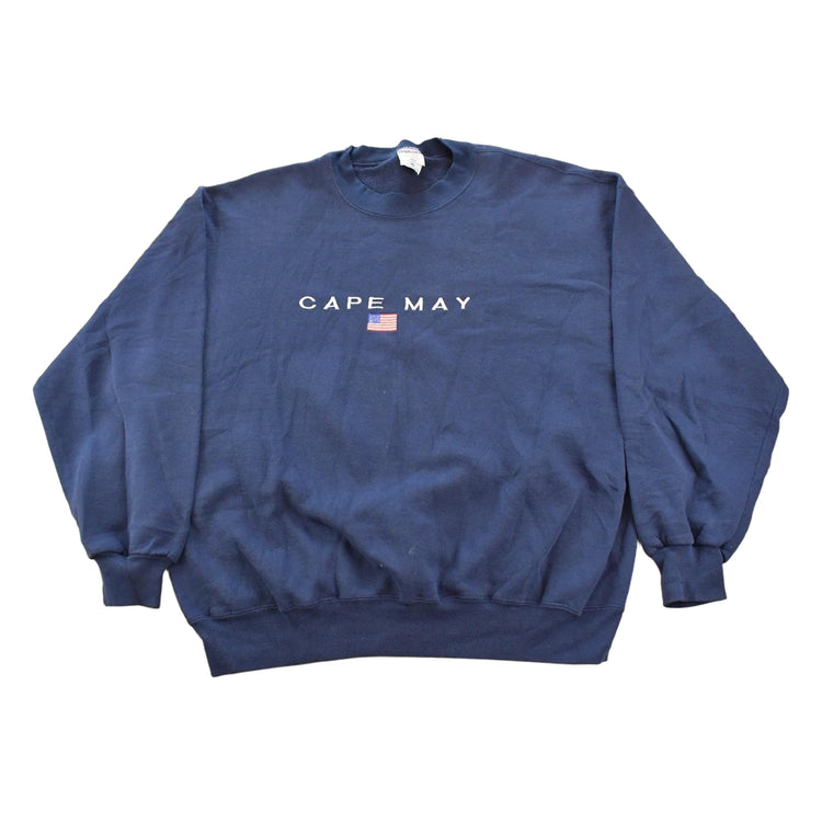Vintage 1990s Cape May Embroidered Souvenir Travel Crewneck Sweatshirt Men's 2XL