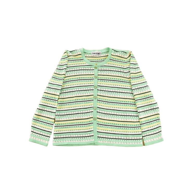 Vintage 1980s San Remo Striped Knit Cardigan Sweater Women's S