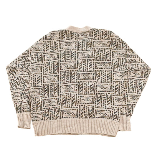 Vintage 1990s London Fog Knit Abstract Pattern Cardigan Sweater Men's Large