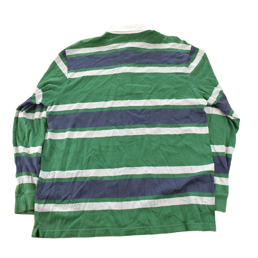Vintage 2000s Chaps Striped Embroidered Rugby Long Sleeve Polo Shirt Men's L