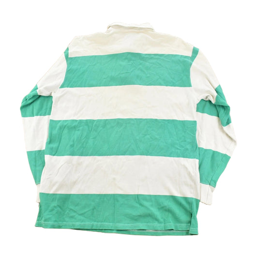 Vintage 1990s Toucan Country Striped Embroidered Rugby Long Sleeve Polo Shirt Men's M