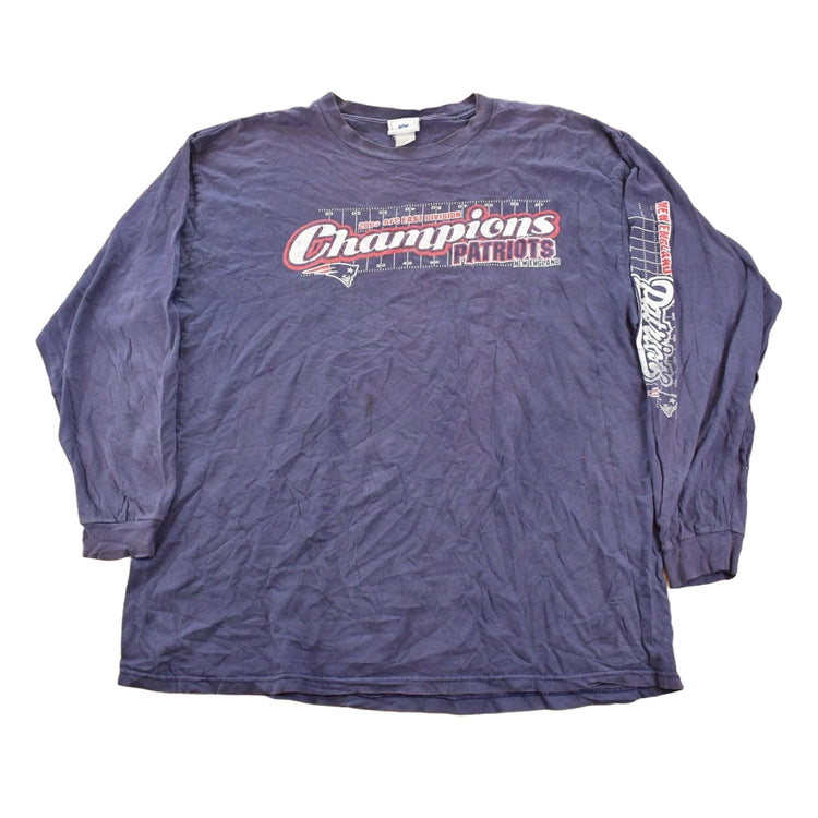 Vintage 2003 AFC East Division Champions New England Patriots Long Sleeve T-Shirt Men's XL