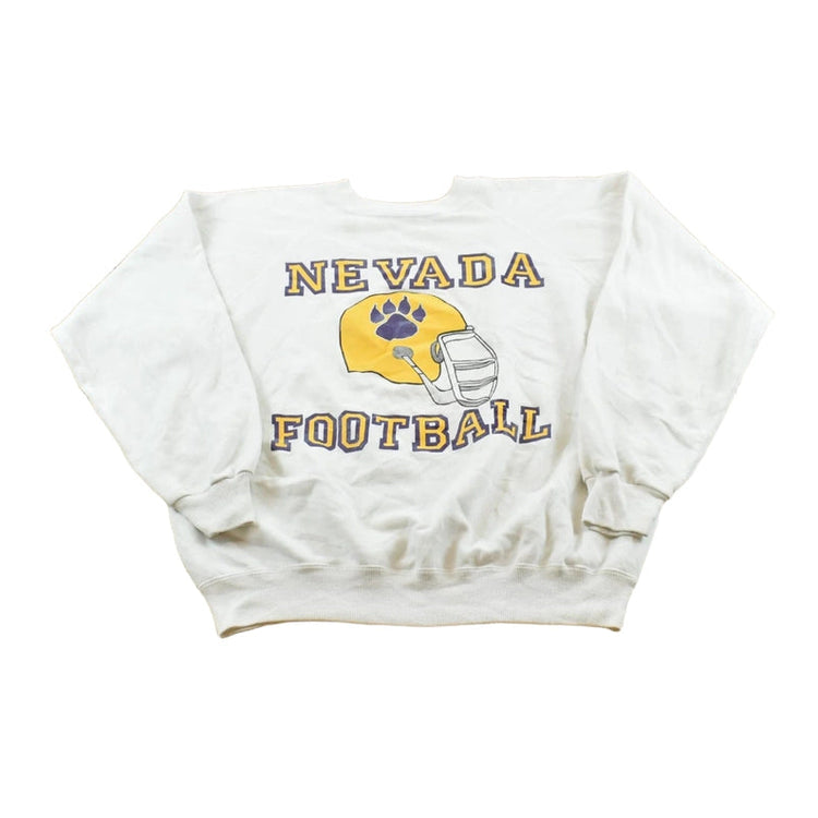 Vintage 1980s Nevada Football School Sports Raglan Crewneck Sweatshirt Men's S