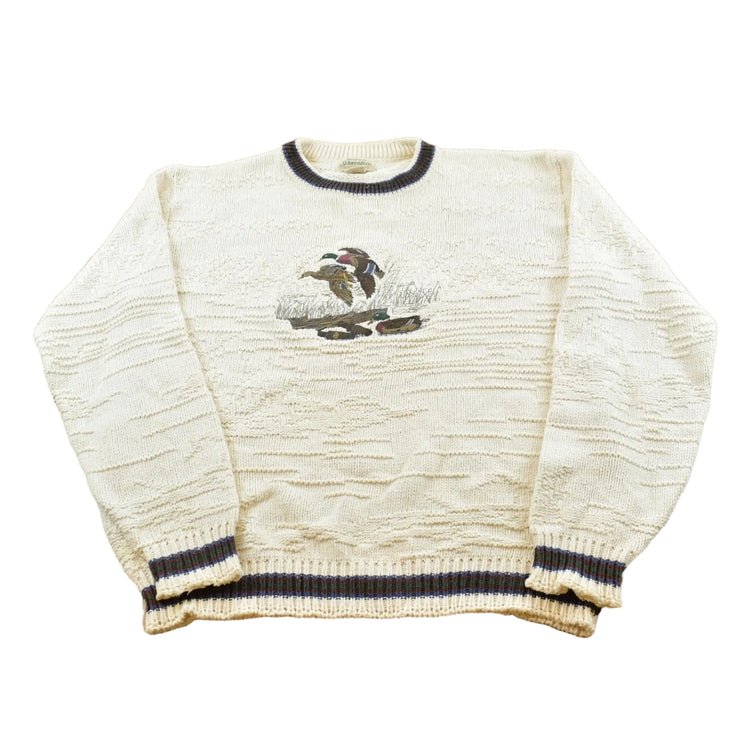 Vintage 1990s St. John's Bay Duck Knit Crewneck Sweater Men's L