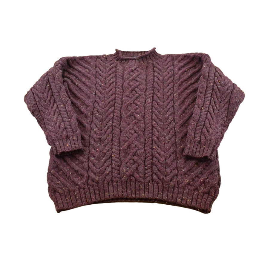 Vintage 1980s Lands' End Heavyweight Wool Cable Knit Crewneck Sweater Women's L