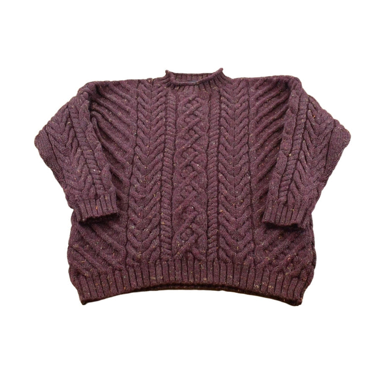 Vintage 1980s Lands' End Heavyweight Wool Cable Knit Crewneck Sweater Women's L