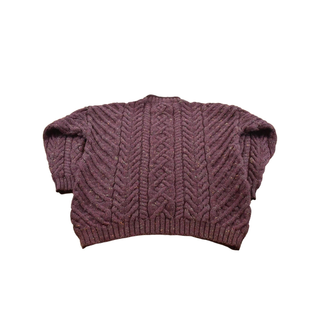 Vintage 1980s Lands' End Heavyweight Wool Cable Knit Crewneck Sweater Women's L