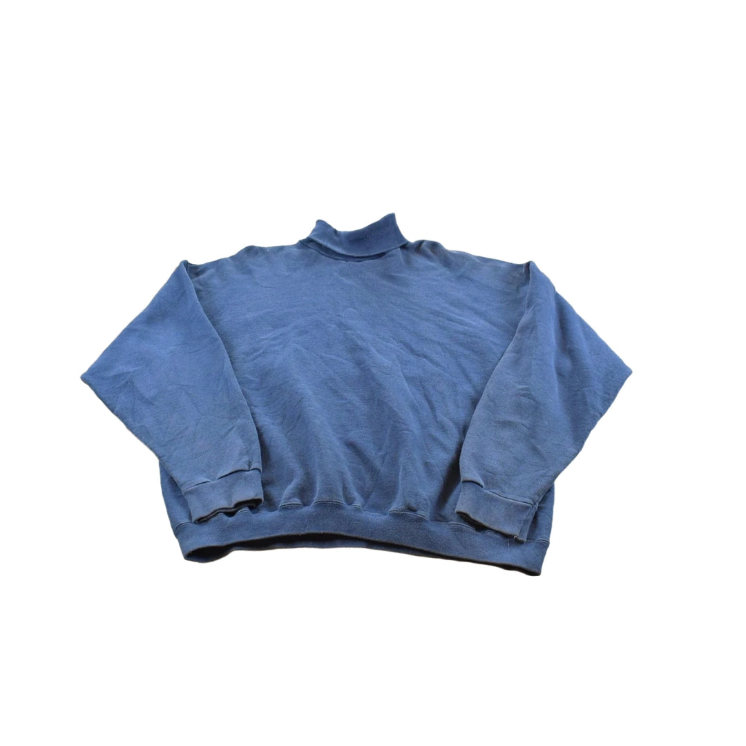Vintage 1990s Tultex Blank Blue Turtleneck Sweatshirt Men's XL