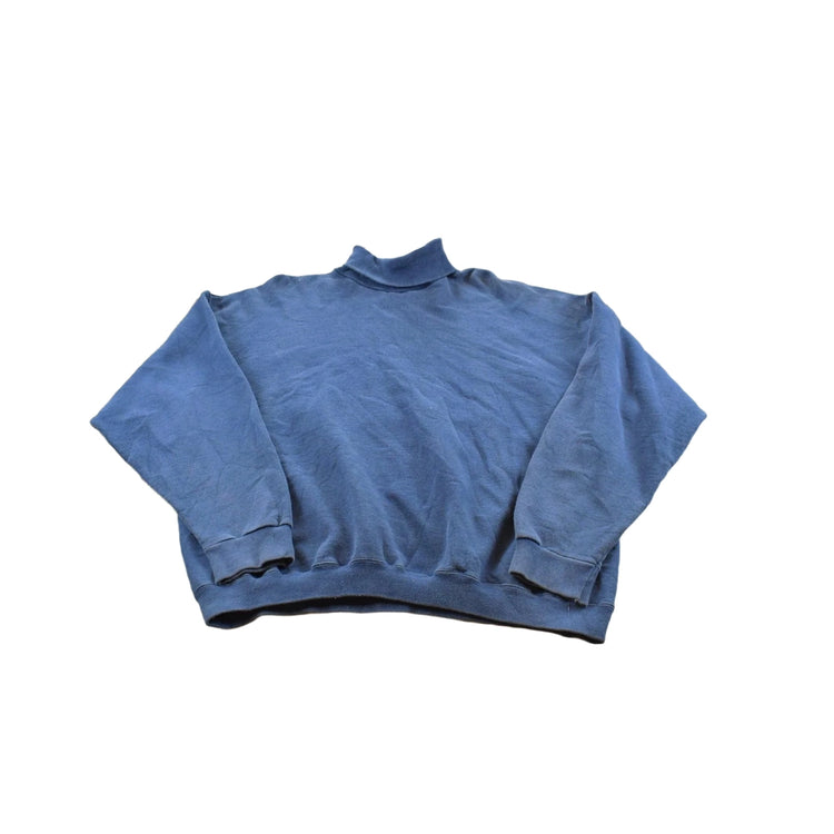 Vintage 1990s Tultex Blank Blue Turtleneck Sweatshirt Men's XL