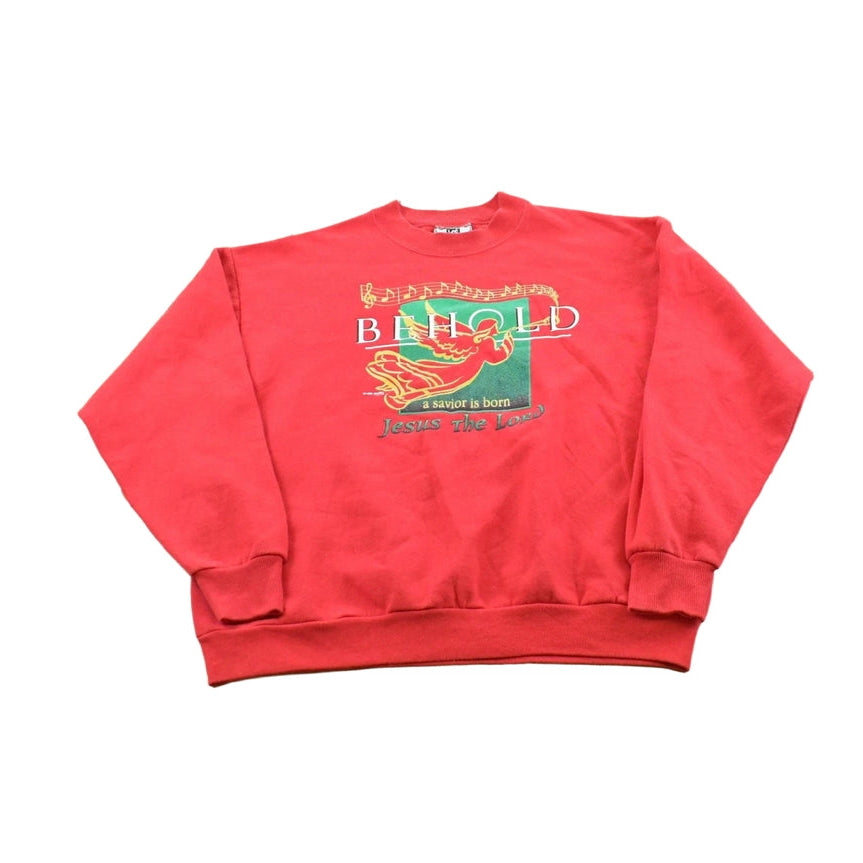 Vintage 1996 Lee Cotton Blend Behold Jesus The Lord Crewneck Sweatshirt Men's M
