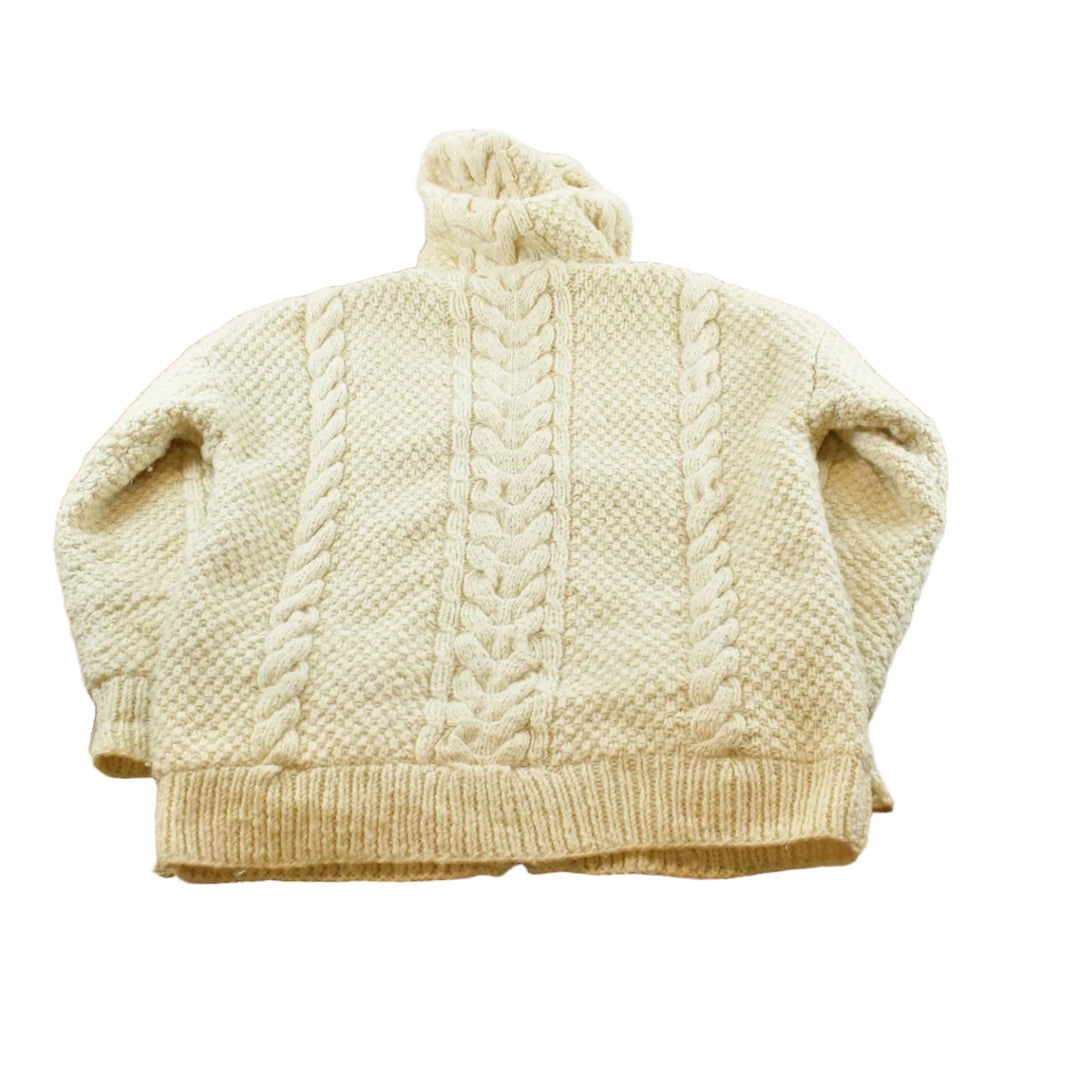 Vintage 1990s Great Northern Woolens 3D Cable Knit Hand Made Zip Up Fleece Lined Hoodie Sweatshirt Men's L