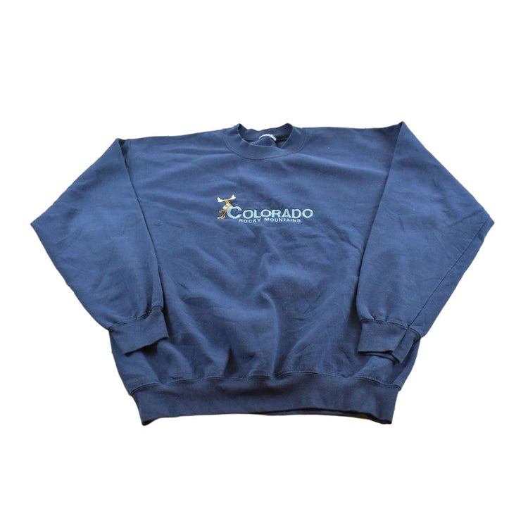 Vintage 1990s Colorado Rocky Mountain Moose Outdoorsman Crewneck Sweatshirt Men's L