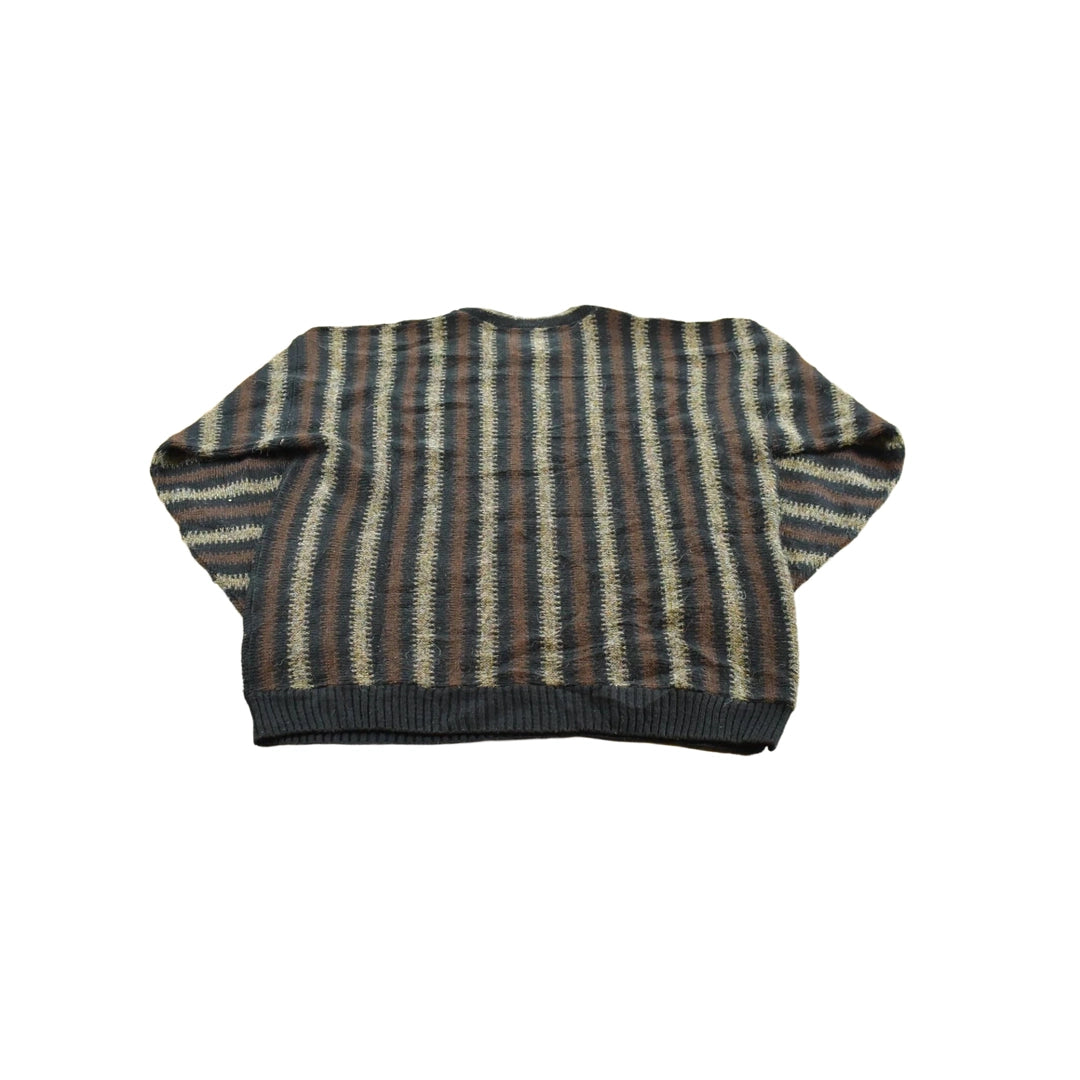 Vintage 1990s Protégé Striped Knit Crewneck Sweater Men's L