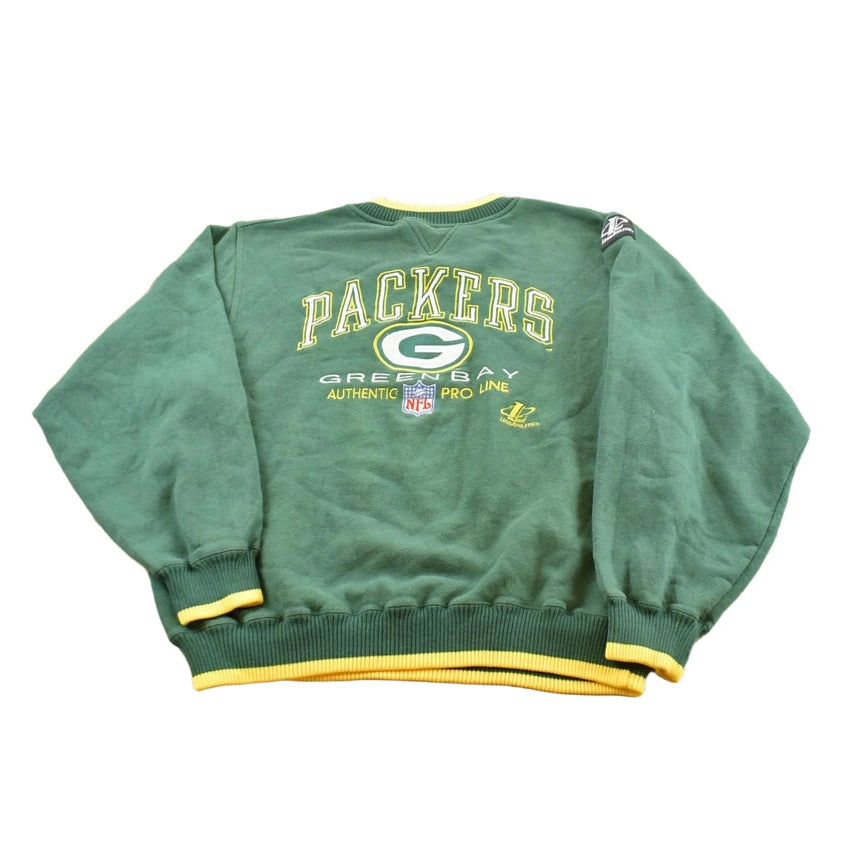 Vintage 1990s Logo Athletic Green Bay Packers Embroidered Sweatshirt Men's L