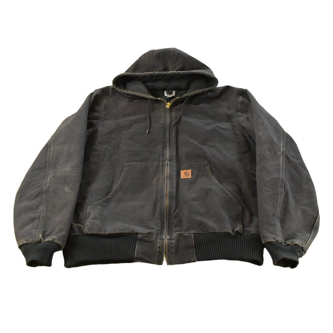 Vintage 1990s Carhartt Distressed Canvas Hooded Jacket Men's L Tall