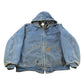 Vintage 1990s Carhartt Denim Flannel Lined Hooded Jacket Men's XL Tall