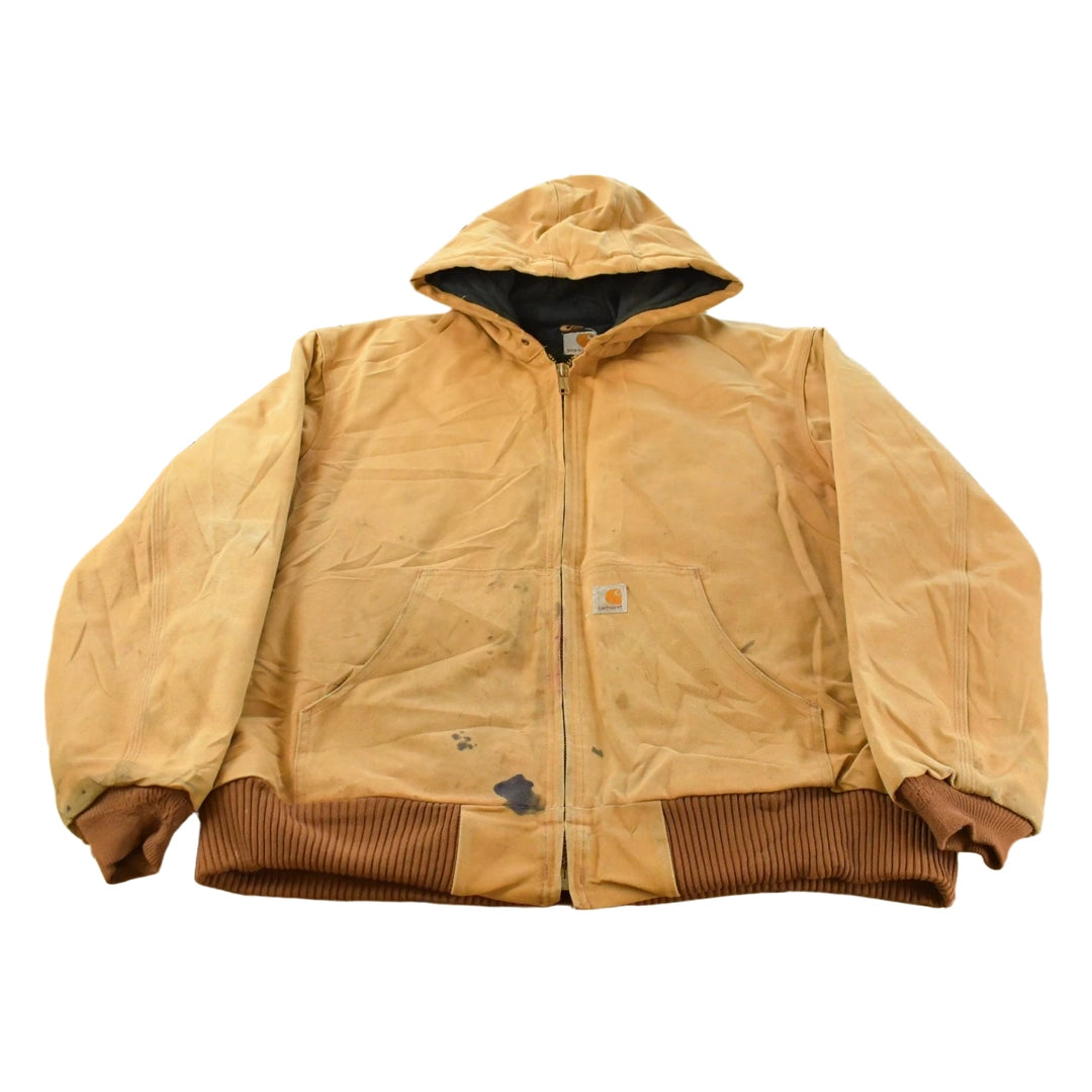 Vintage 1990s Carhartt Distressed Canvas Hooded Jacket Men's XL