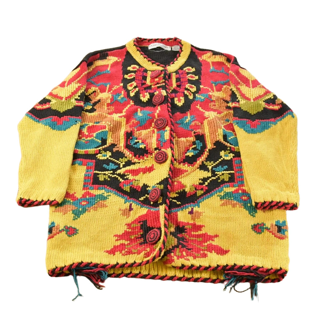 Vintage 1990s Michael Simon Floral Button Up Cardigan Sweater Women's XL