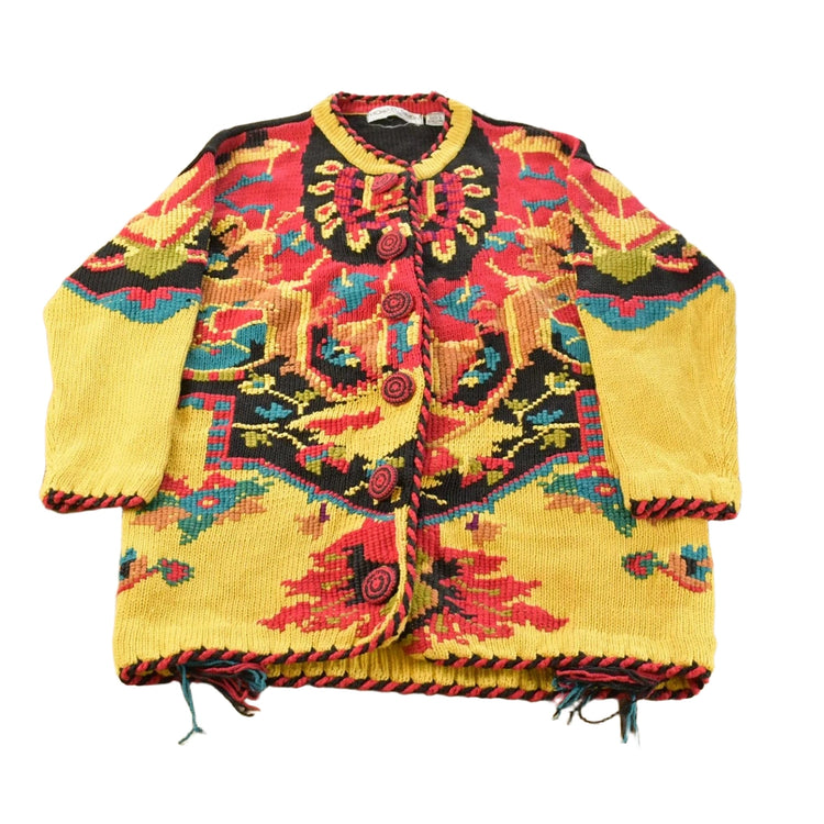 Vintage 1990s Michael Simon Floral Button Up Cardigan Sweater Women's XL