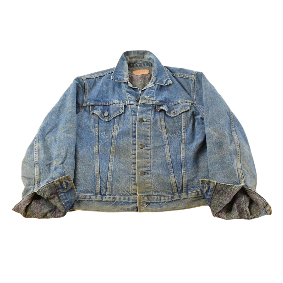 Vintage 1980s Levi's Blanket Lined Denim Jean Trucker Jacket Men's M