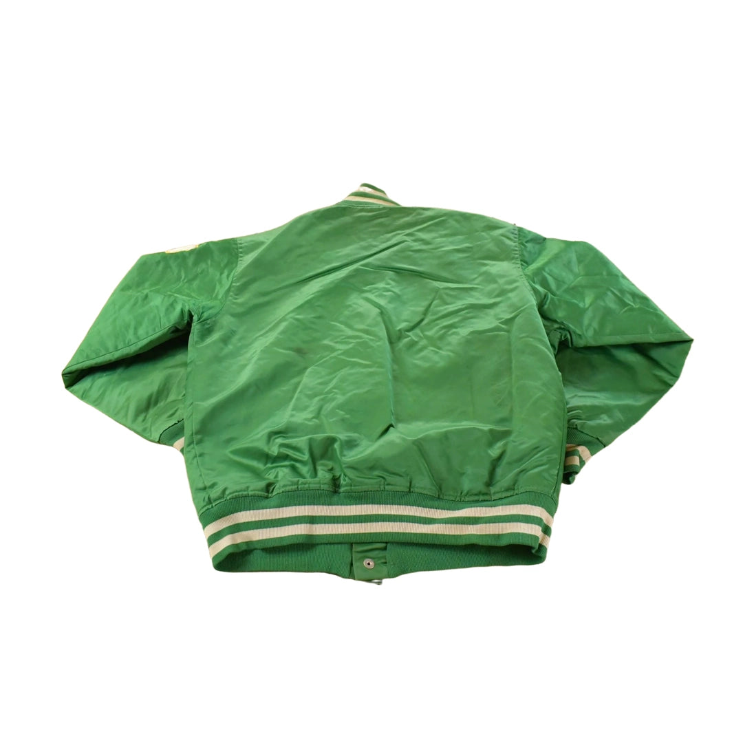Vintage 1980s Boston Celtics NBA Embroidered Snap Button Satin Bomber Jacket Men's Large