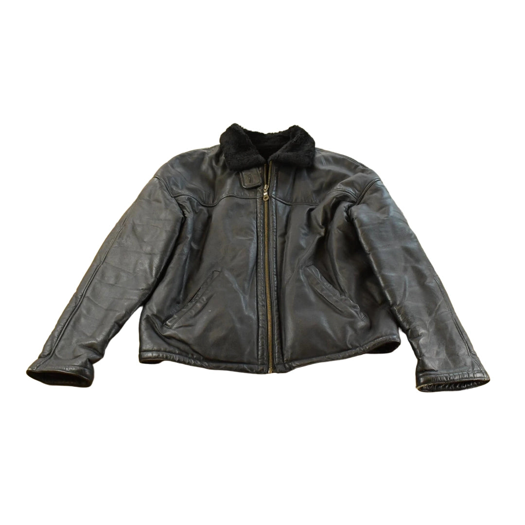Vintage 1990s Wilsons Leather Sherpa Flight Jacket Men's Small
