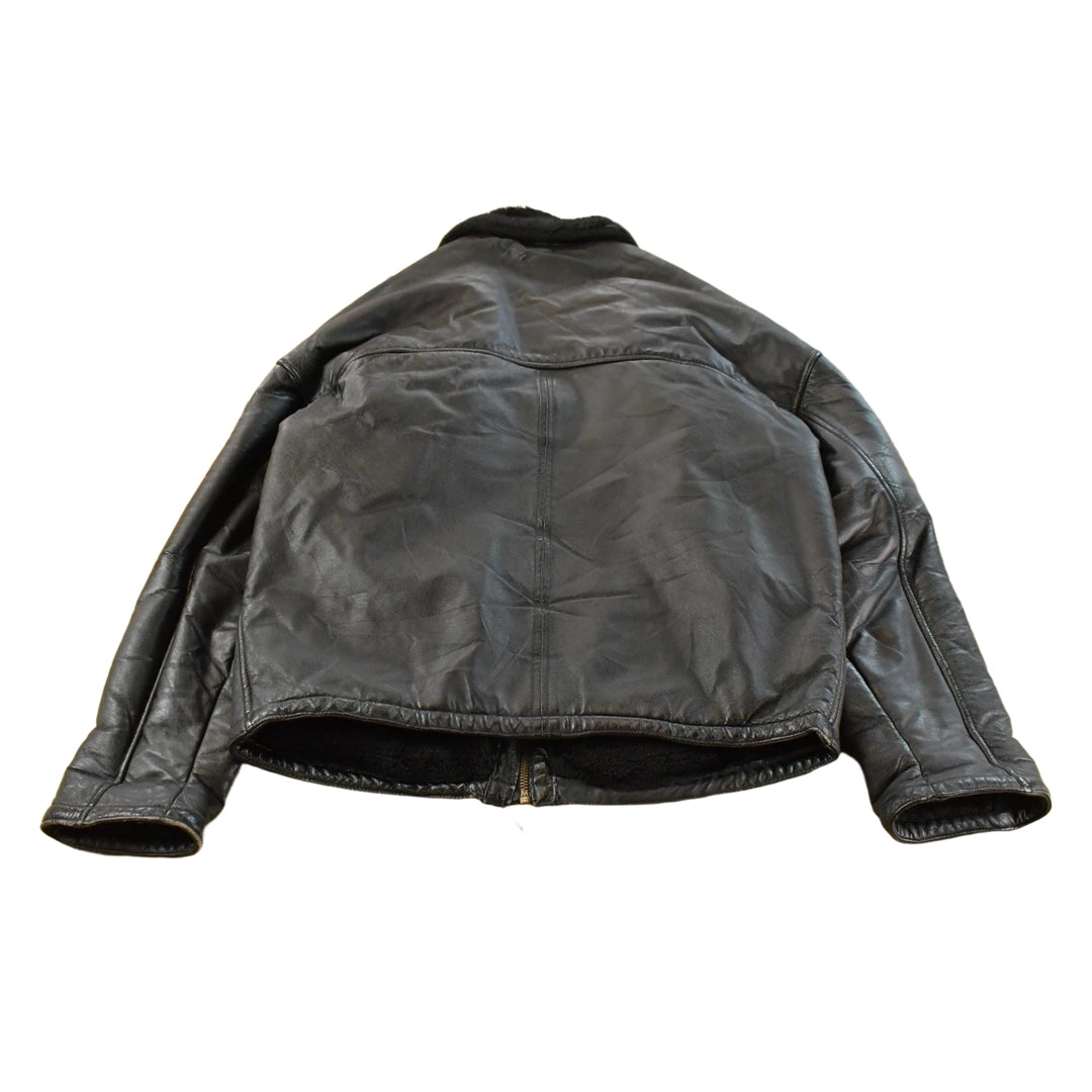 Vintage 1990s Wilsons Leather Sherpa Flight Jacket Men's Small