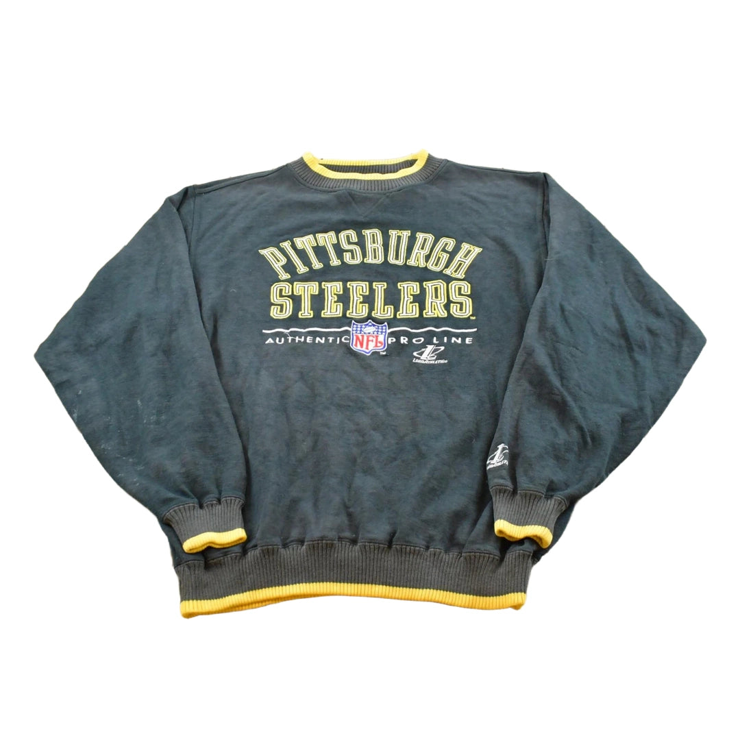 Vintage 1990s Faded Logo Athletic Pittsburgh Steelers Embroidered Sweatshirt Men's XL