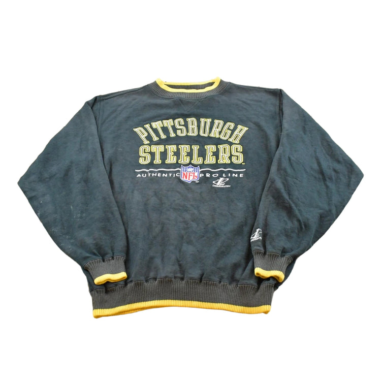 Vintage 1990s Faded Logo Athletic Pittsburgh Steelers Embroidered Sweatshirt Men's XL
