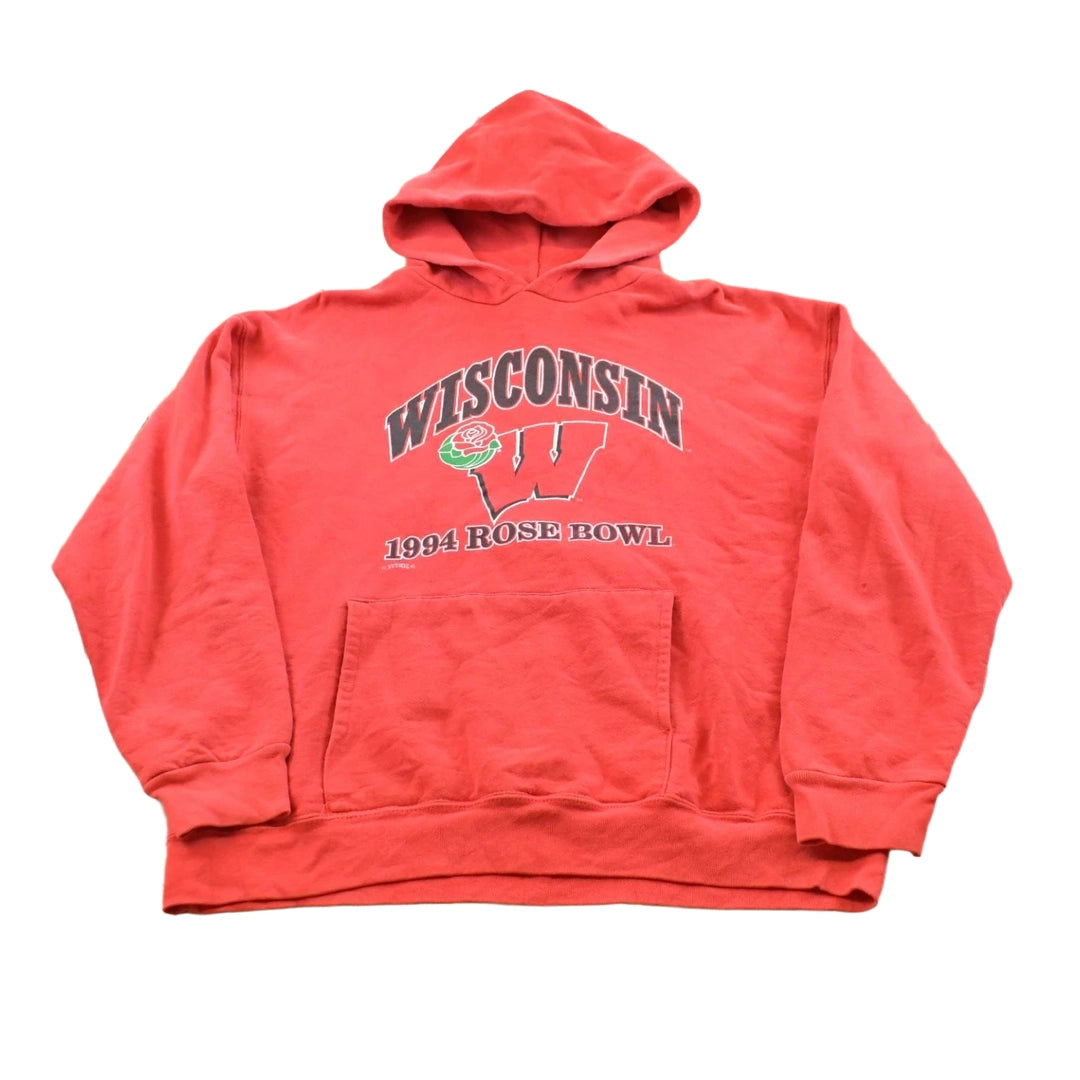 Vintage 1994 Nutmeg Mills Rose Bowl University Of Wisconsin Collegiate Hoodie Sweatshirt Men's M