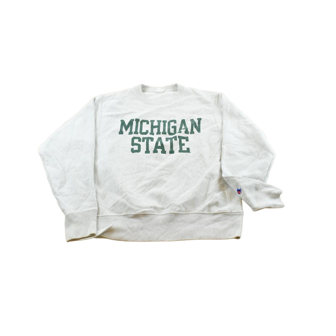 Vintage 2000s Champion Michigan State University Collegiate Reverse Weave Crewneck Sweatshirt Men's M