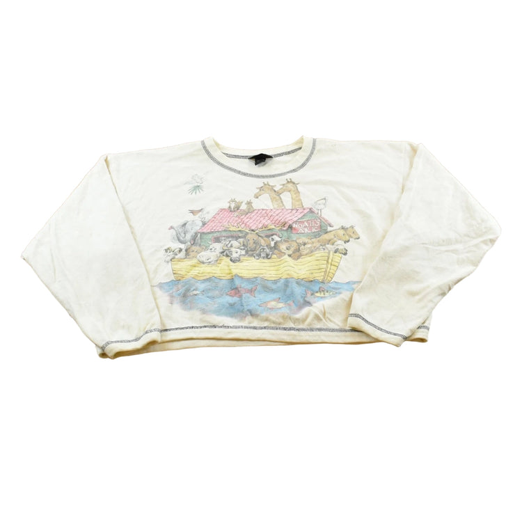 Vintage 1980s Noah's Ark Crewneck Sweatshirt Cropped Women's XL