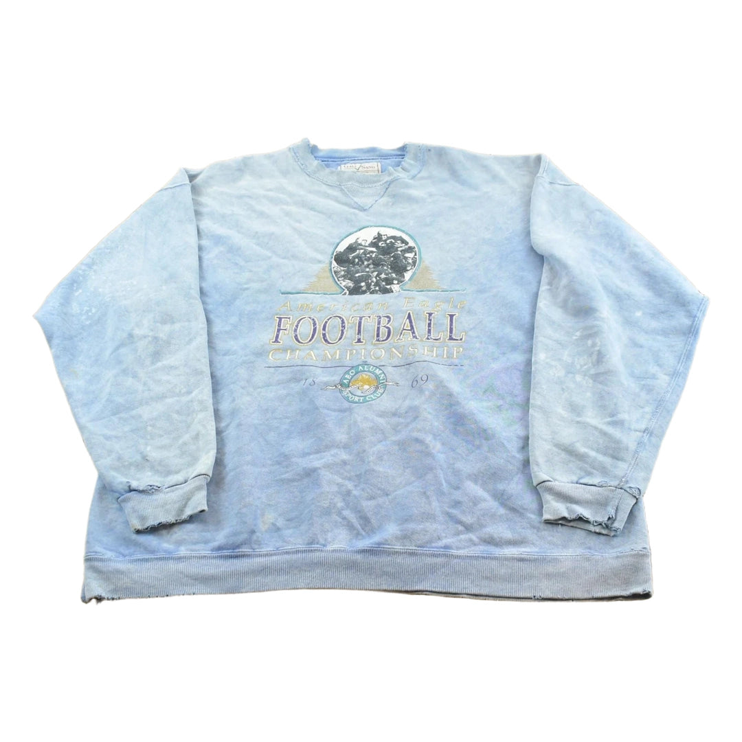Vintage 1990s Thrashed Faded American Eagle Football Championship Crewneck Sweatshirt Men's XL