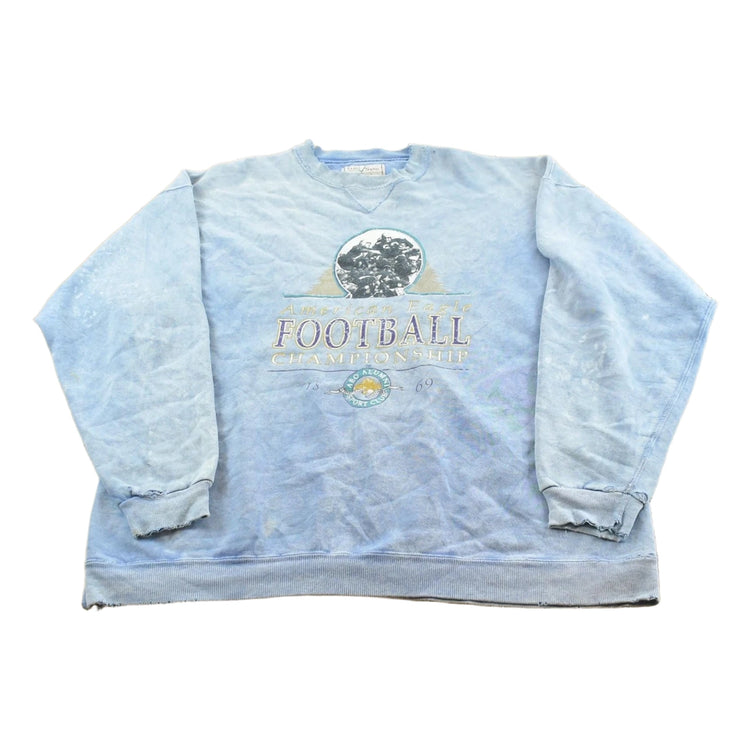 Vintage 1990s Thrashed Faded American Eagle Football Championship Crewneck Sweatshirt Men's XL