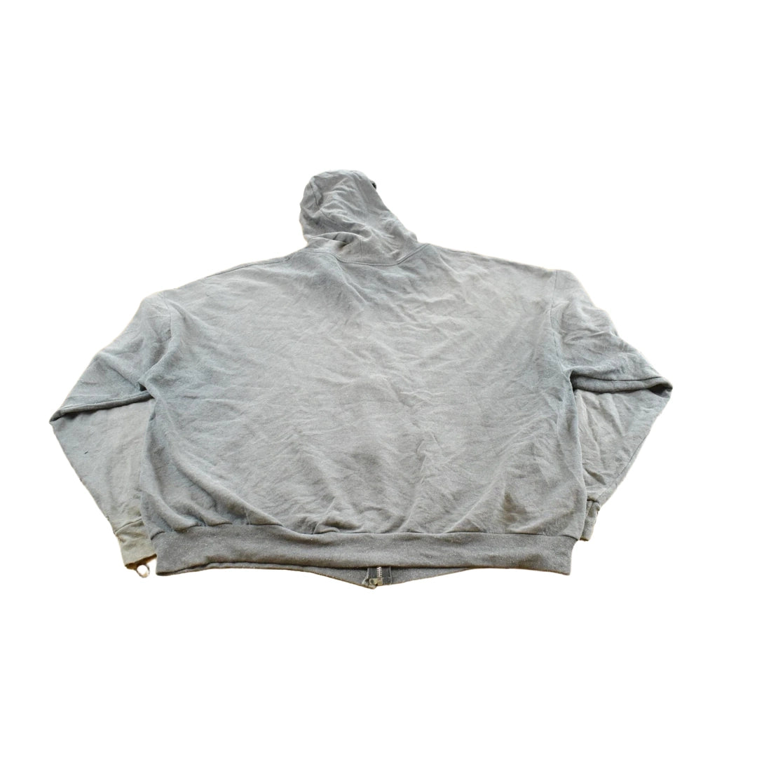 Vintage 2000s Faded Gray Blank Zip Up Hoodie Sweatshirt Men's 2XL