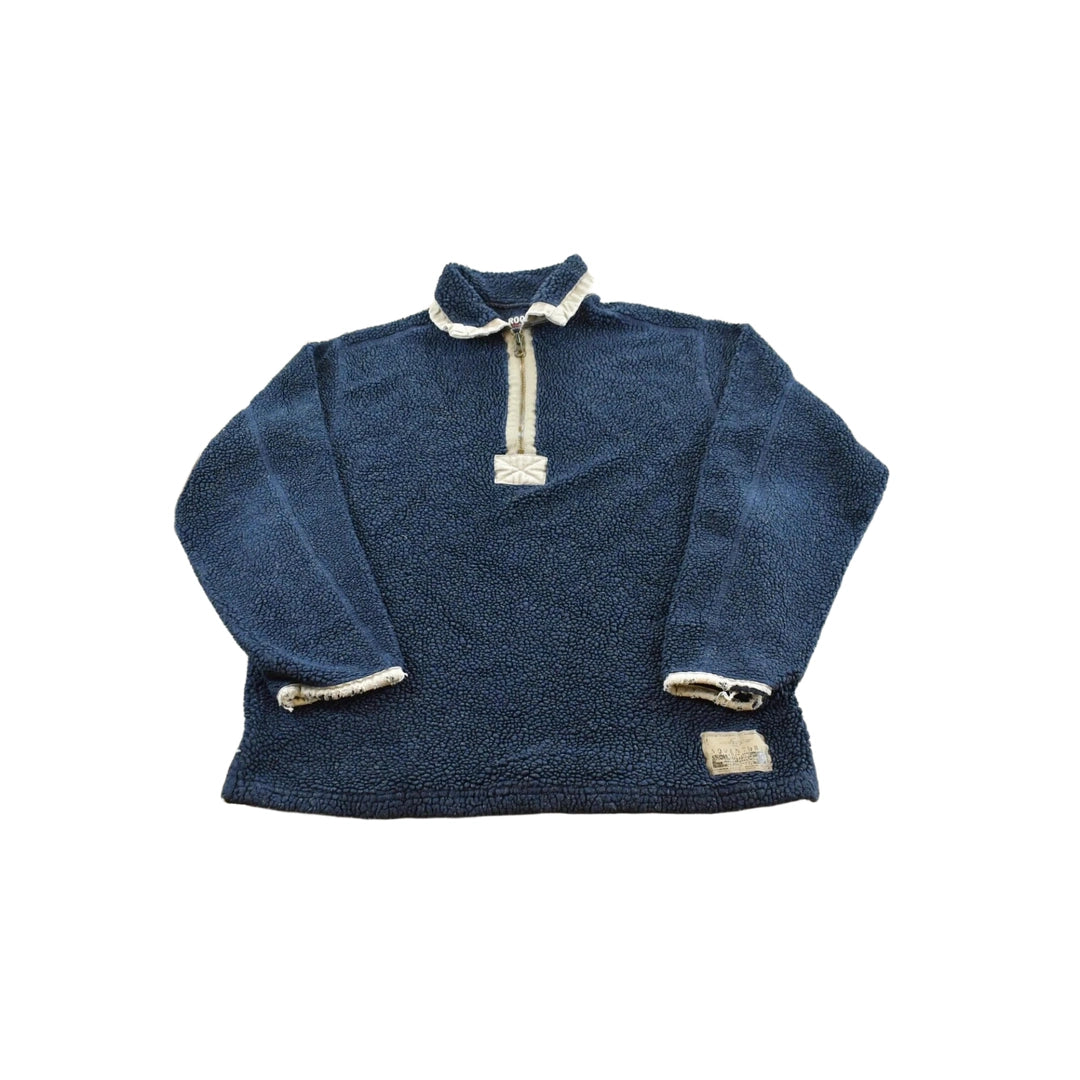 Vintage 1990s Roots Fleece Quarter Zip Sweatshirt Men's M