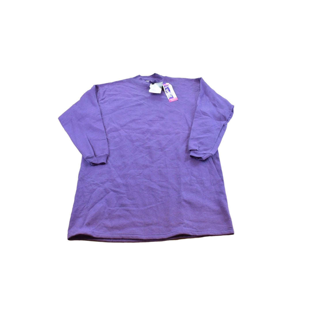 Vintage 1990s Deadstock Hanes Her Way Blank Purple Crewneck Sleep Sweatshirt Women's M Long