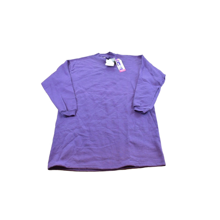 Vintage 1990s Deadstock Hanes Her Way Blank Purple Crewneck Sleep Sweatshirt Women's M Long