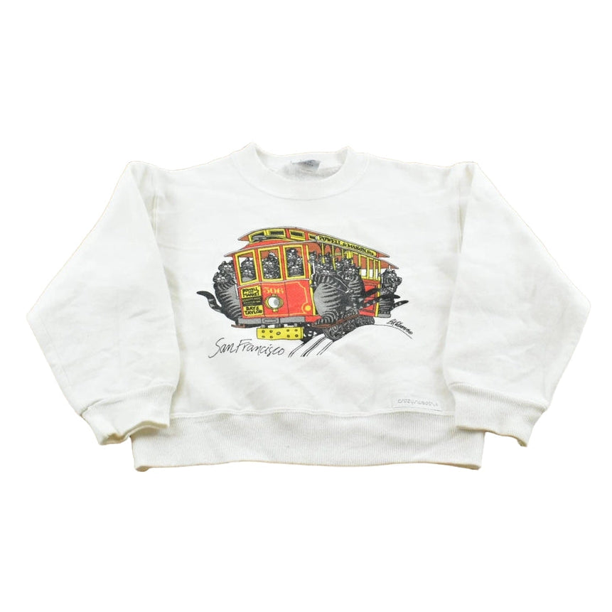 Vintage 1990s Crazy Shirt B Kliban Cats San Francisco Cable Car Souvenir Cartoon Sweatshirt Youth XS