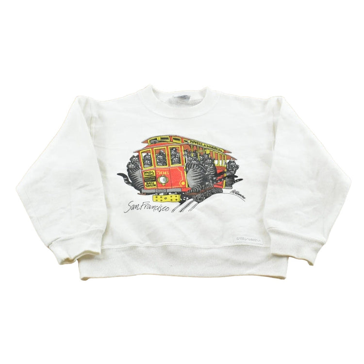 Vintage 1990s Crazy Shirt B Kliban Cats San Francisco Cable Car Souvenir Cartoon Sweatshirt Youth XS