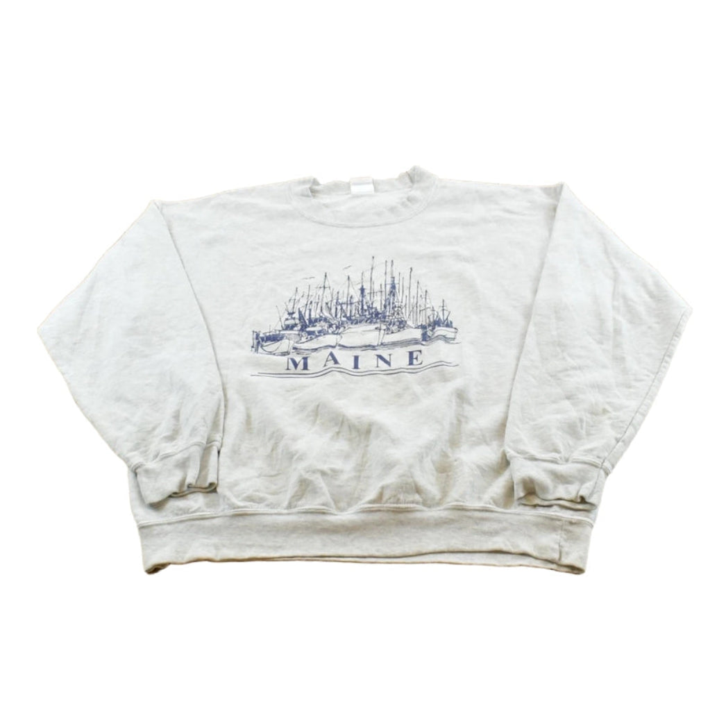 Vintage 2000s Maine Sailboat Marina Souvenir Crewneck Sweatshirt Men's M