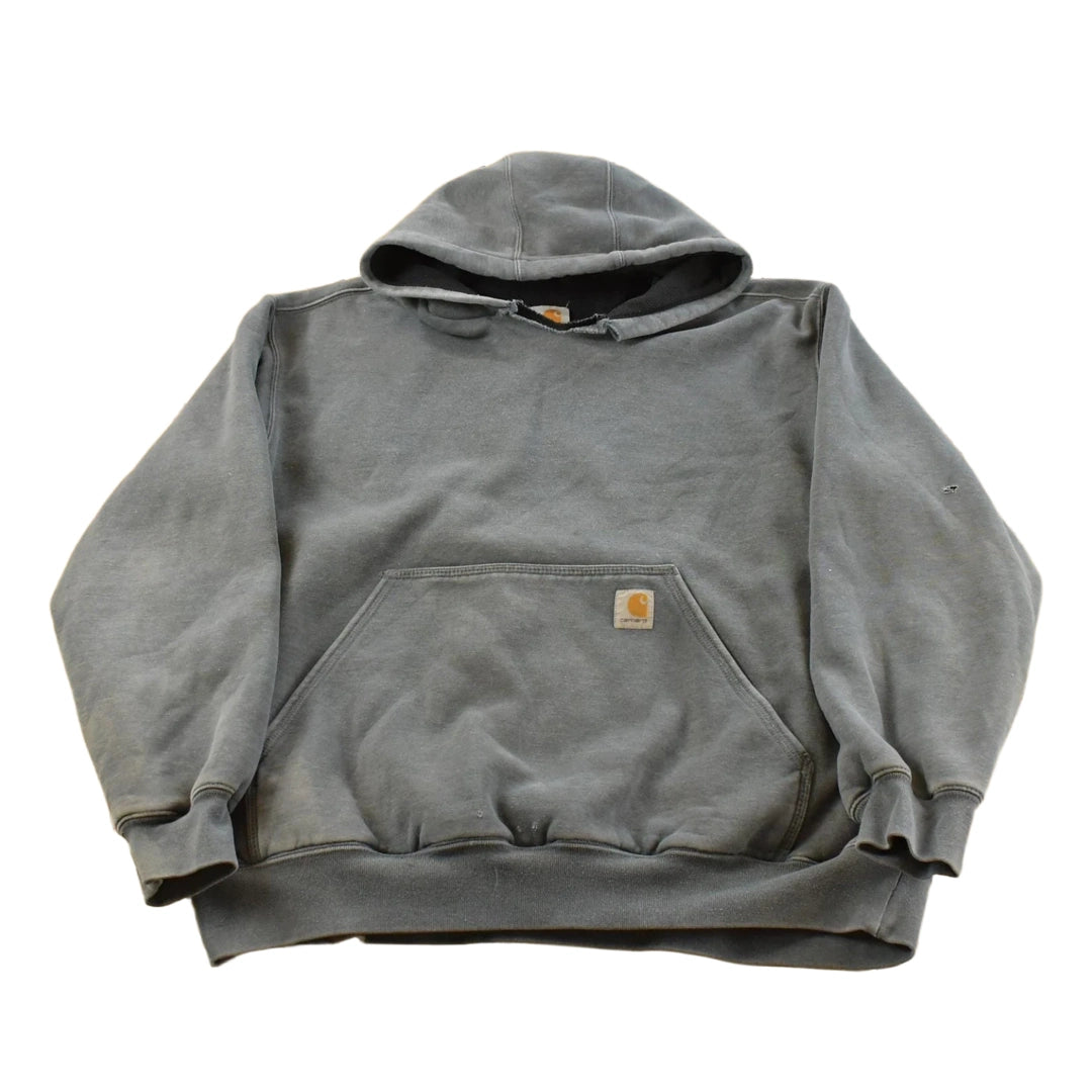 Vintage 1990s Distressed Carhartt Thermal Lined Hoodie Sweatshirt Men's L