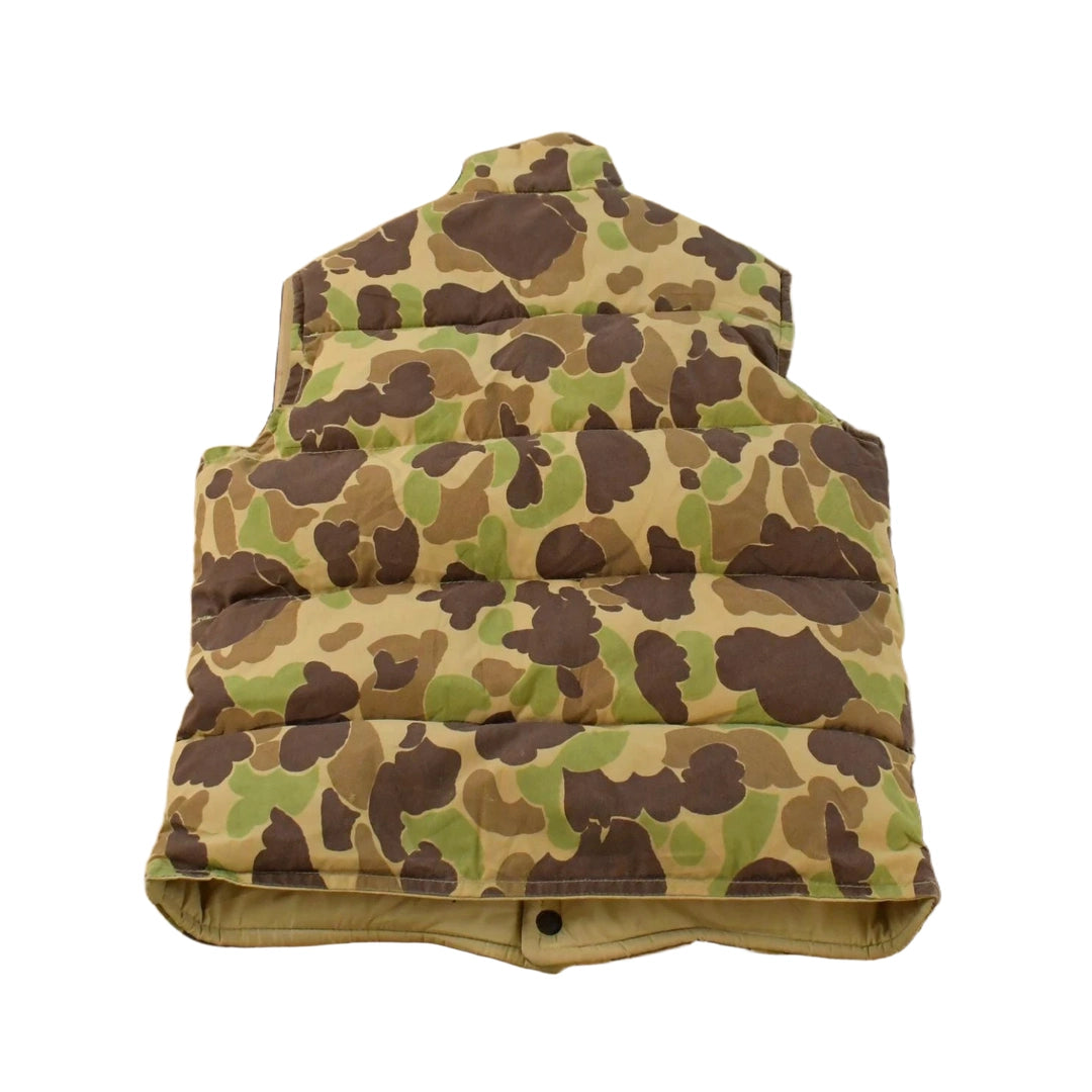 Vintage 1990s Duck Camo Reversible Vest Goose Down Puffer Jacket Men's S