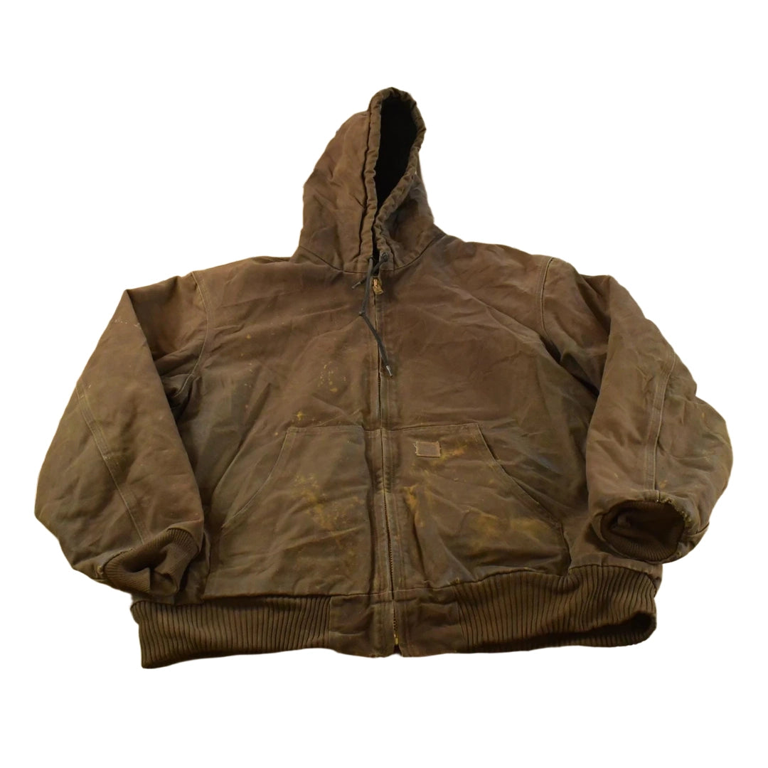 Vintage Y2K Distressed Carhartt Hooded Work Jacket Men's 2XL