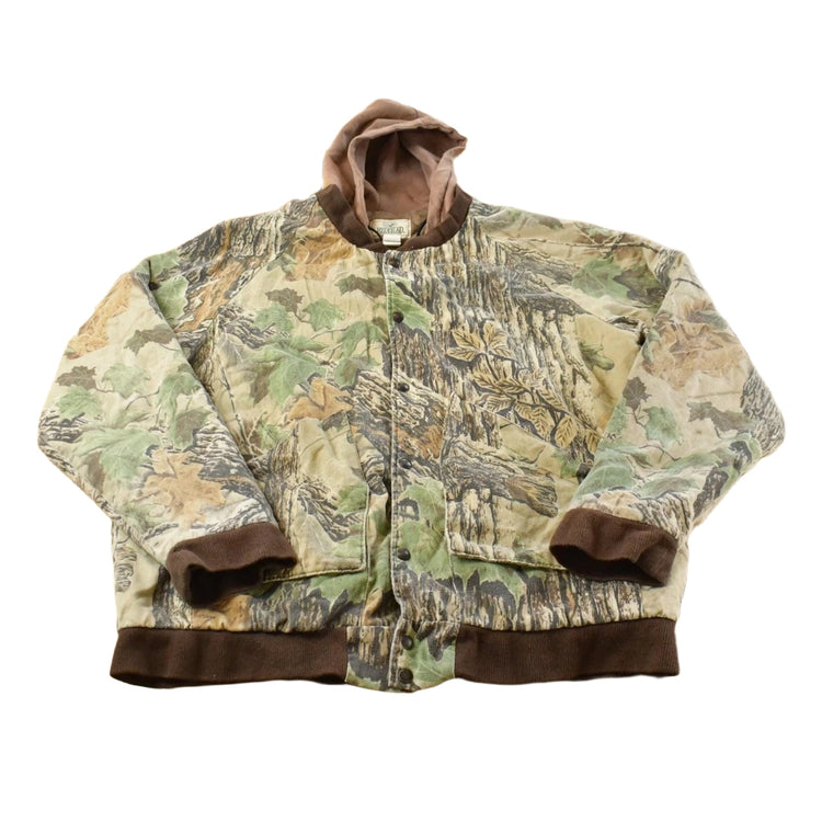 Vintage 1990s RedHead RealTree Camo Full Zip Snaps Insulated Hooded Jacket Men's 2XL