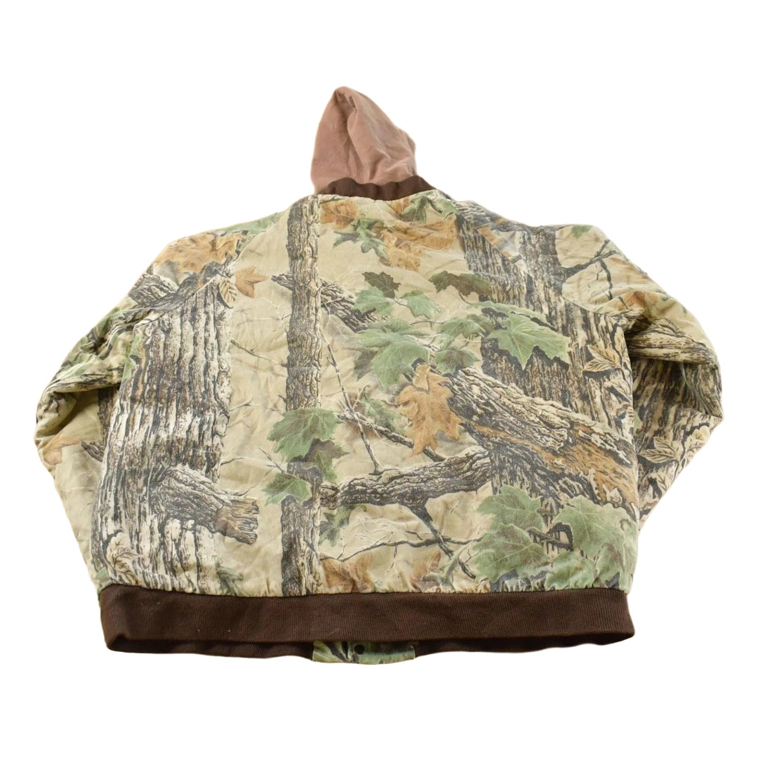 Vintage 1990s RedHead RealTree Camo Full Zip Snaps Insulated Hooded Jacket Men's 2XL